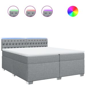 vidaXL Cama box spring con colch&oacute;n tela gris claro 200x200 cm