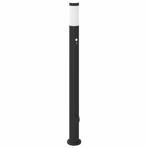 vidaXL Baliza luminosa con sensor y toma de corriente, 110 cm, acero inoxidable, IP44