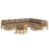 vidaXL Set de muebles de jard&iacute;n 12 piezas bamb&uacute; y cojines gris taup&eacute;