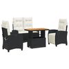 vidaXL Juego comedor jard&iacute;n 4 piezas con cojines rat&aacute;n sint&eacute;tico negro