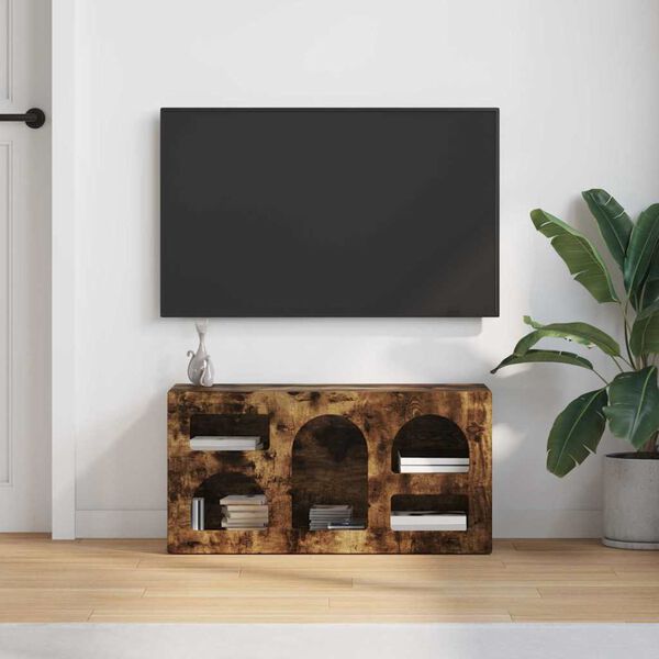 vidaXL Mueble de TV Roble ahumado 80 x 35 x 40 cm Madera de ingenier&iacute;a