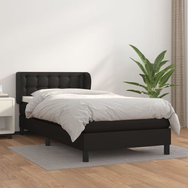 vidaXL Cama box spring con colch&oacute;n cuero sint&eacute;tico negro 100x200 cm