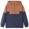 Sudadera infantil con capucha y media cremallera antracita co&ntilde;ac 116