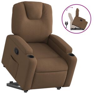 vidaXL Sill&oacute;n reclinable elevable de tela marr&oacute;n
