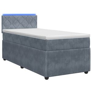 vidaXL Cama con Base Tapizada, Colch&oacute;n y Luz LED Gris oscuro