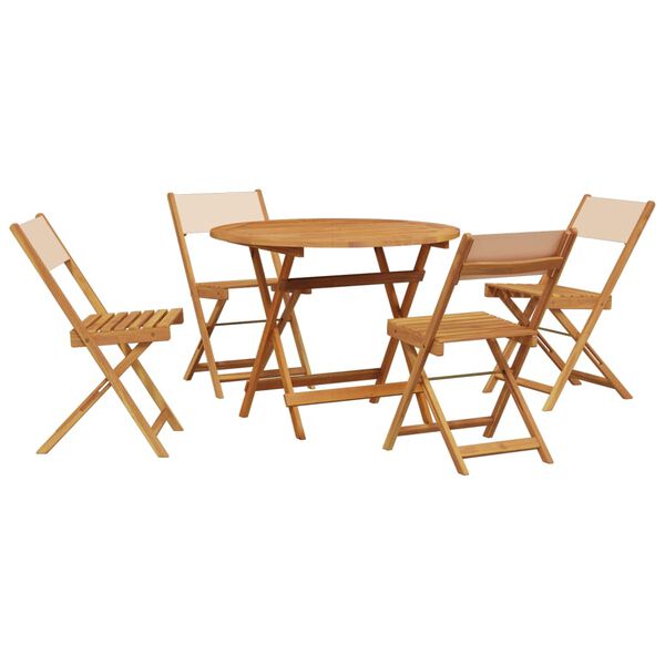 vidaXL Set de comedor de jard&iacute;n 5 pzas tela madera maciza beige