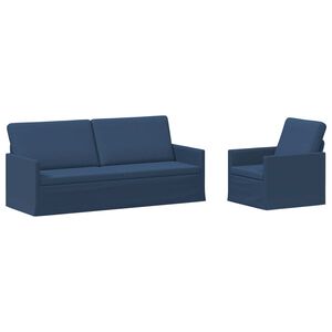 vidaXL Juego de Sof&aacute; 2 pcs Azul Tela