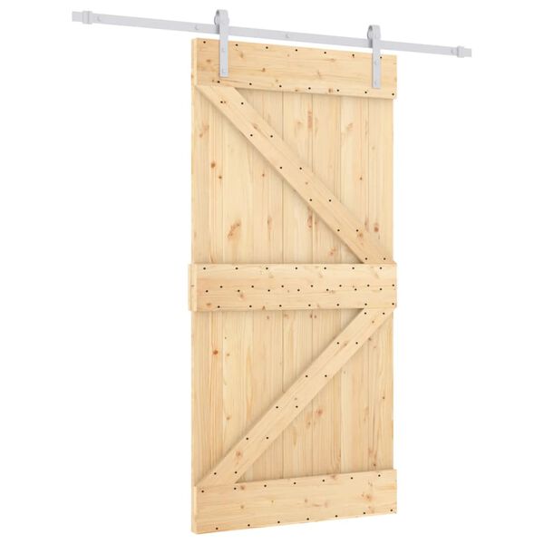 vidaXL Puerta corredera con herrajes madera maciza de pino 100x210 cm