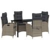 vidaXL Conjunto de Comedor de Jard&iacute;n 5 pcs Gris rat&aacute;n sint&eacute;tico