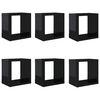 vidaXL Estantes cubo de pared 6 unidades negro brillo 22x15x22 cm