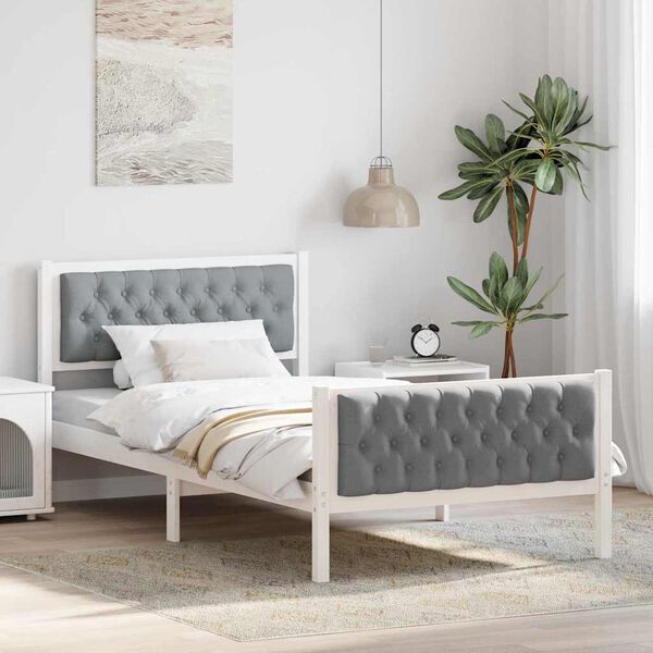 vidaXL Estructura de cama con cabecera Gris Claro 100 x 200 cm