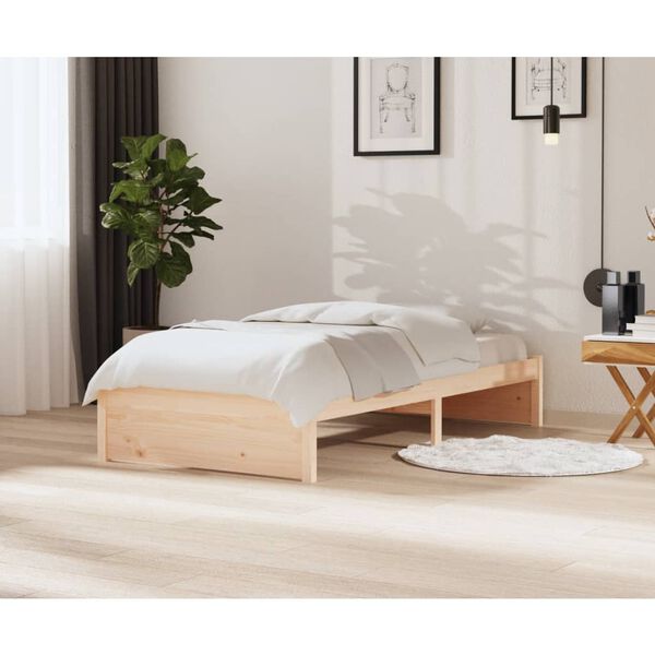 vidaXL Estructura de cama sin colch&oacute;n madera maciza blanco 100x200 cm