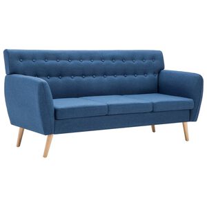 vidaXL Sof&aacute; de 3 plazas tapizado de tela azul 172x70x82 cm