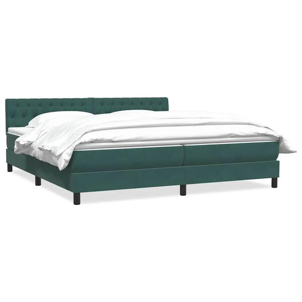vidaXL Cama box spring con colch&oacute;n terciopelo verde oscuro 200x210 cm