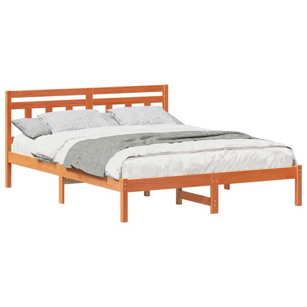 vidaXL Estructura de cama Marr&oacute;n 150 x 200 cm Madera de pino macizo