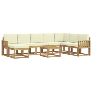 vidaXL Conjunto de sof&aacute;s de exterior 9 uds. Blanco y Crema