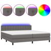 vidaXL Cama box spring colch&oacute;n y LED cuero sint&eacute;tico gris 200x200 cm