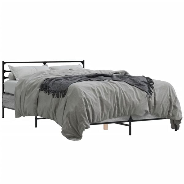 vidaXL Estructura cama madera ingenier&iacute;a metal gris Sonoma 120x190 cm