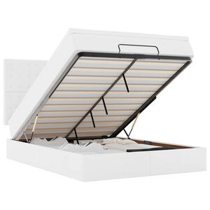 vidaXL Estructura cama otomana colch&oacute;n cuero sint&eacute;tico blanco