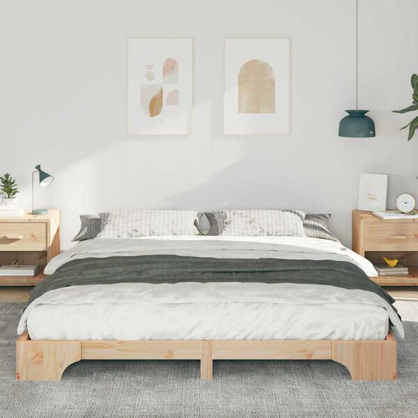 vidaXL Estructura de cama Marrón 180 x 220 cm Madera de pino macizo