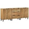 vidaXL Aparadores 3 piezas madera maciza mango marr&oacute;n 60x33x75 cm