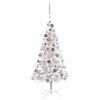 vidaXL &Aacute;rbol de Navidad preiluminado con luces y bolas plateado 150 cm