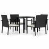 vidaXL Conjunto de comedor de jard&iacute;n 5 piezas rat&aacute;n sint&eacute;tico negro