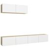 vidaXL Muebles de sal&oacute;n 3 pzas madera ingenier&iacute;a blanco y roble Sonoma