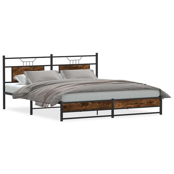 vidaXL Estructura de cama sin colchón metal roble ahumado 180x200 cm
