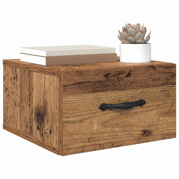 vidaXL Armario de Noche con caj&oacute;n Madera vieja 35 x 35 x 20 cm
