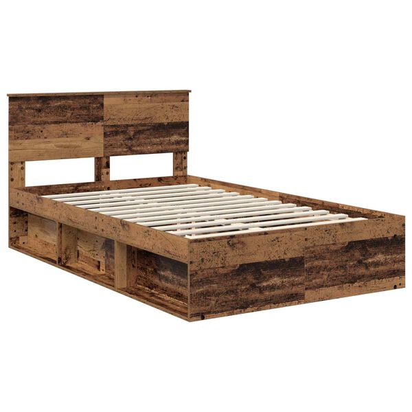 vidaXL Estructura de cama con cabecera Madera vieja 135 x 190 cm
