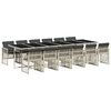vidaXL Set comedor jard&iacute;n y cojines 13 pzas rat&aacute;n sint&eacute;tico gris claro