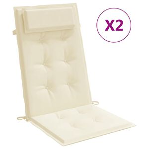 vidaXL Cojines de silla respaldo alto 2 uds tela Oxford color crema