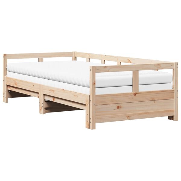 vidaXL Sof&aacute; cama nido con colchones madera maciza de pino 80x200 cm