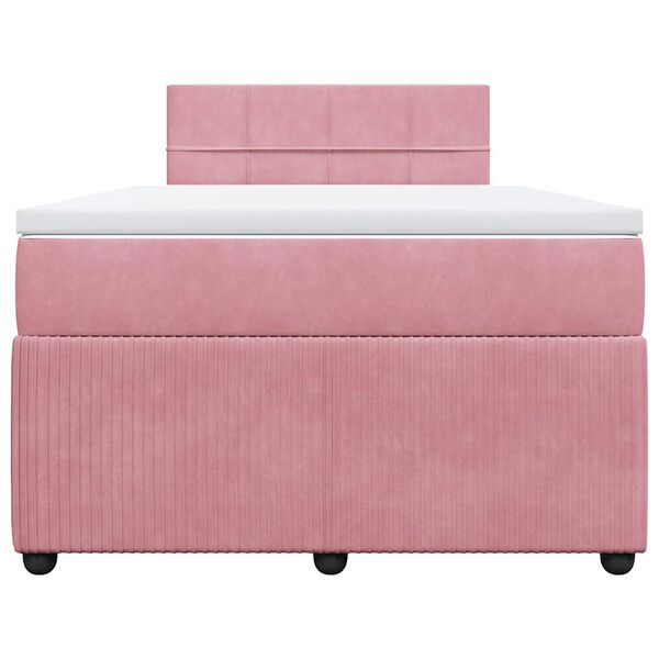 vidaXL Cama box spring con colch&oacute;n terciopelo rosa 120x200 cm