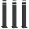 vidaXL L&aacute;mparas de suelo de exterior 3 unidades aluminio negro 80 cm