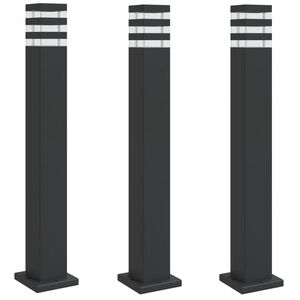 vidaXL L&aacute;mparas de suelo de exterior 3 unidades aluminio negro 80 cm
