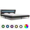 vidaXL Estructura de cama con LED de arpillera gris oscuro 180x200 cm