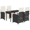 vidaXL Set de muebles jard&iacute;n 5 pzas con cojines rat&aacute;n sint&eacute;tico negro