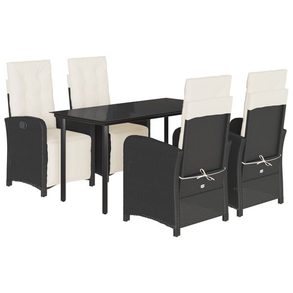 vidaXL Set de muebles jard&iacute;n 5 pzas con cojines rat&aacute;n sint&eacute;tico negro