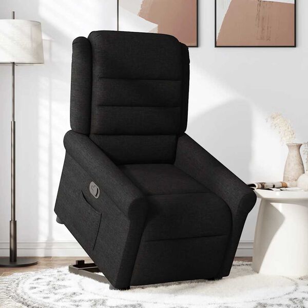 vidaXL Sill&oacute;n reclinable elevable tela negro