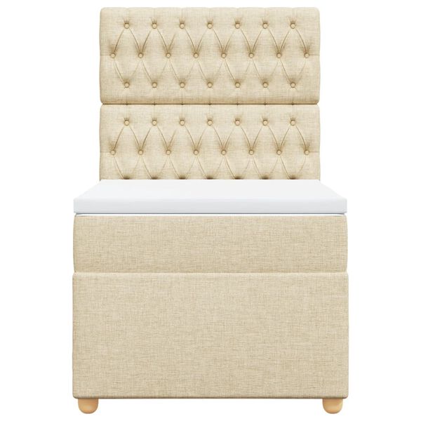 vidaXL Cama box spring con colch&oacute;n tela color crema 90x200 cm