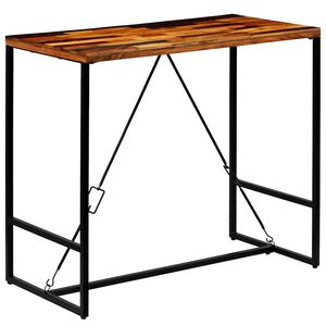 vidaXL Mesa de bar de madera maciza reciclada 120x60x106 cm