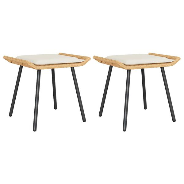 vidaXL Taburete de Jardín 2 pcs Marrón 50 x 40 x 45cm Poliéster