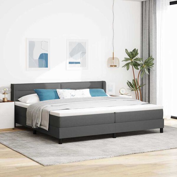vidaXL Cama tipo Box Spring con colch&oacute;n Gris oscuro 200 x 200 cm tela