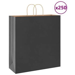 vidaXL Bolsas de papel con asas 250 uds negra 45x17x48 cm