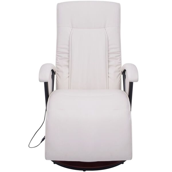 vidaXL Sillón de masaje shiatsu cuero sintético blanco