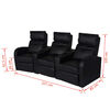 vidaXL Sillón reclinable de 3 plazas de cuero artificial negro