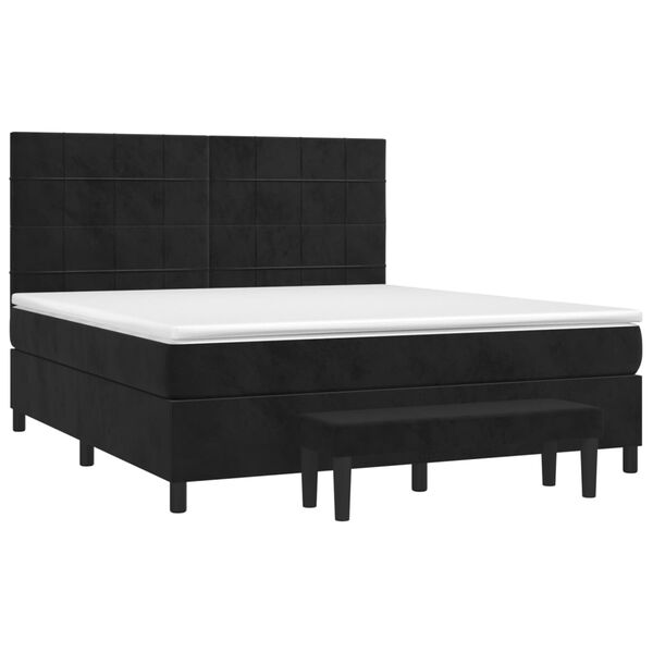 vidaXL Cama box spring con colch&oacute;n terciopelo negro 160x200 cm