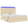 vidaXL Cama con tira de luces LED con cabecera Crema 180 x 200 cm tela